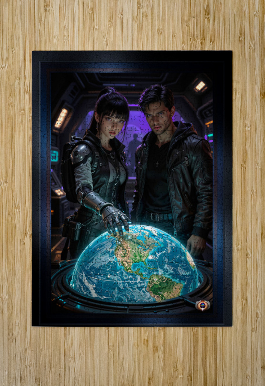 Celestial Earth Guardians Dyra Lelphen And Breason Jurinsen Captivating AI Concept Art by Xzendor7 xzendor7 Puzzle printing