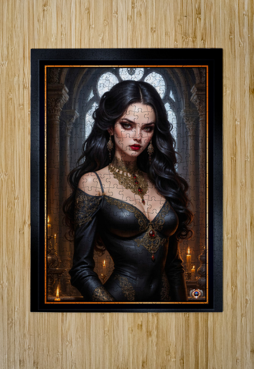 The Dark Elegance The Gothic Beauty Lirael von Schattenburg Gorgeous AI Concept Art by Xzendor7 xzendor7 Puzzle printing