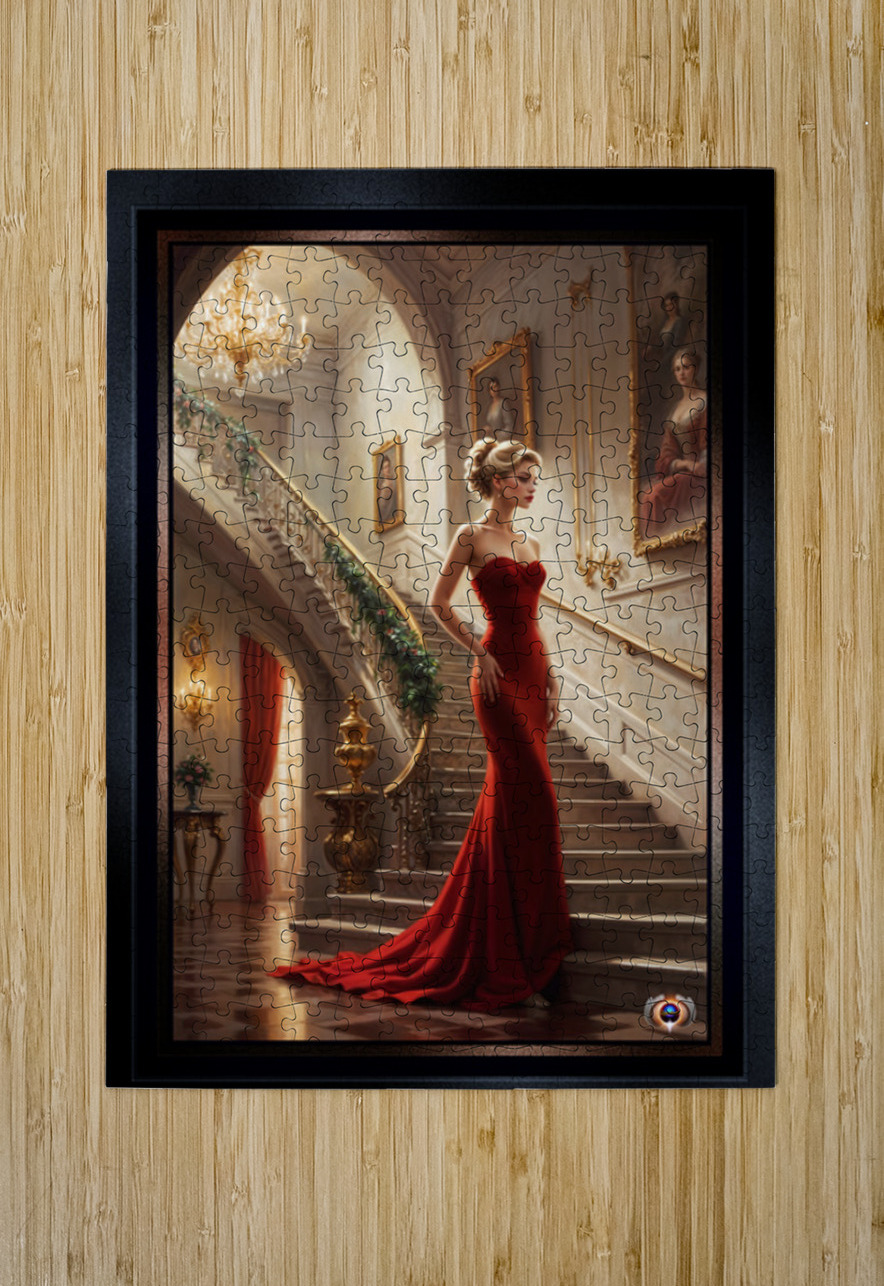 Portrait Of Anya Radu By The Grand Staircase Mesmerizing AI Concept Art by Xzendor7 xzendor7 Puzzle printing