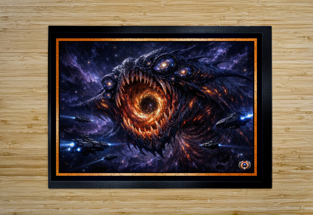 Cosmic Predator Krythos Voren Devourer Of Black Holes Horrific AI Concept Art by Xzendor7 xzendor7 Puzzle printing