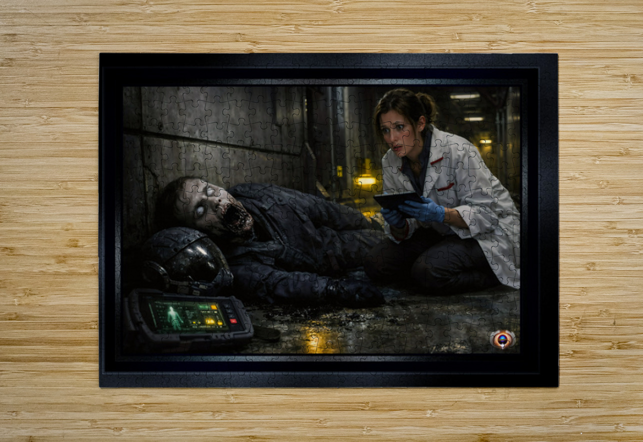 Doctor Zora Ventin Amidst The Horror of Zevtron III Striking AI Concept Art by Xzendor7 xzendor7 Puzzle printing