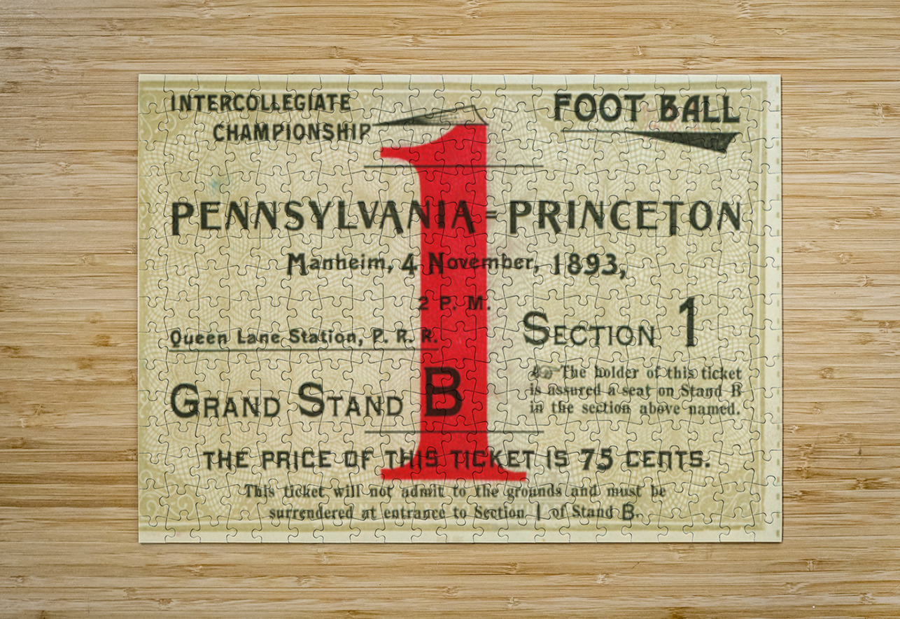 1893 Penn vs. Princeton Tigers Football Ticket Art Row One Brand Puzzle printing
