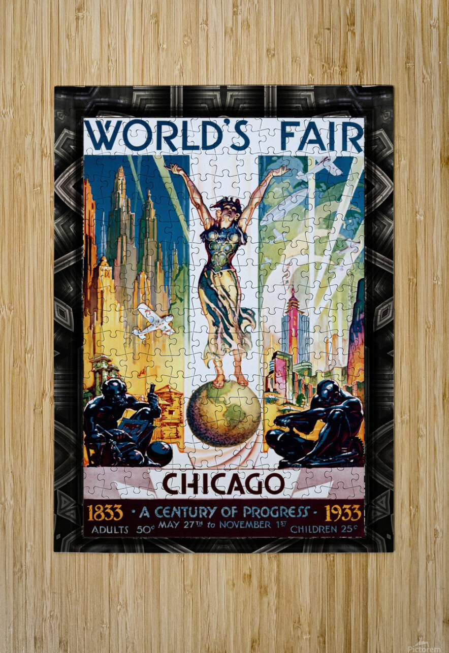 Chicago Worlds Fair - A Century of Progress Vintage Art Poster xzendor7 Puzzle printing