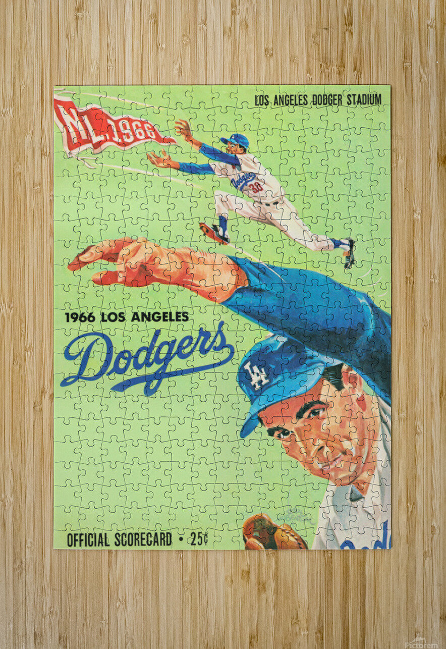 1967 Dodgers Scorecard Art Karl Hubenthal Row One Brand Puzzle printing