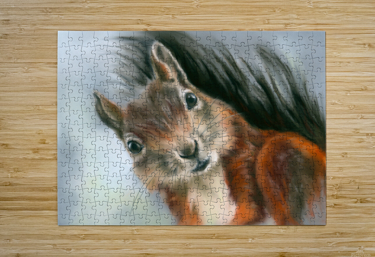 Tree Squirrel Red and Gray MM Anderson Puzzle printing