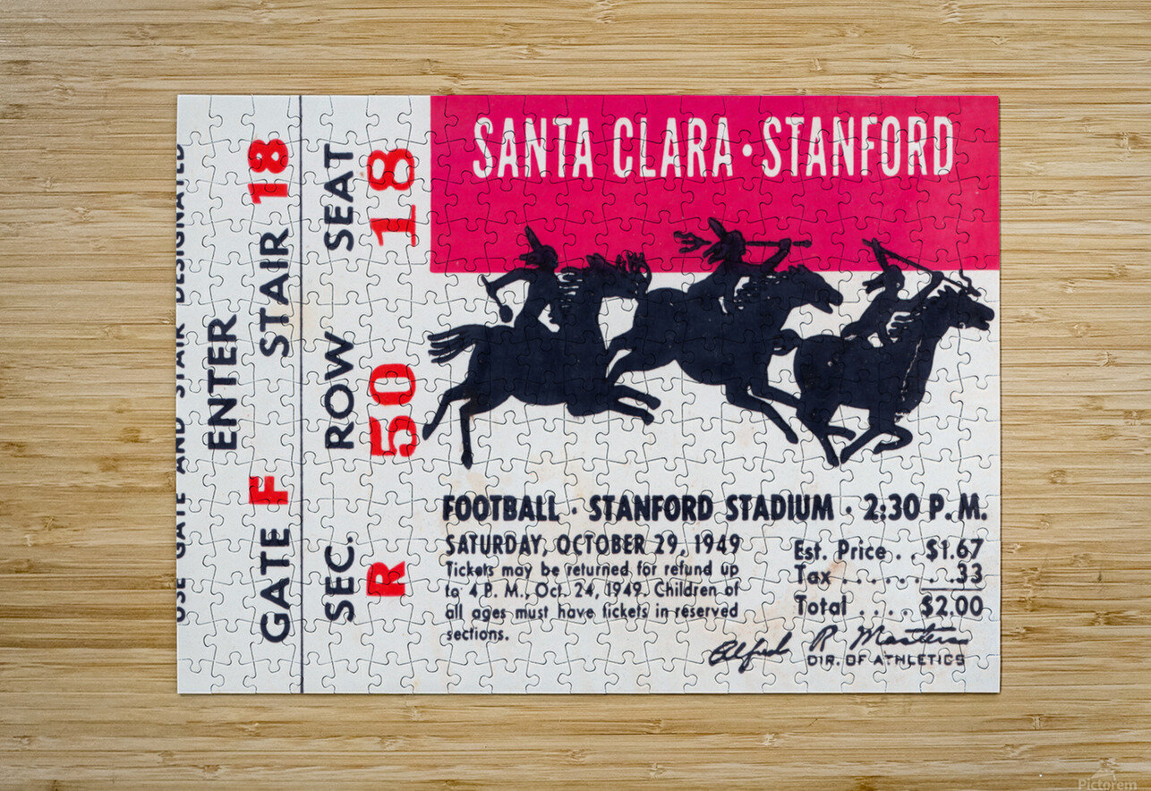 1949 Stanford vs. Santa Clara Football Ticket Canvas Row One Brand Puzzle printing