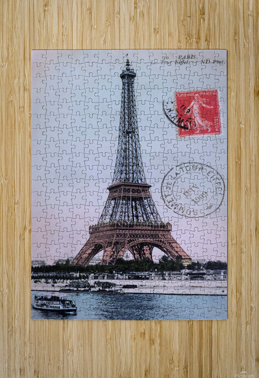 1909 FRANCE Paris Eiffel Tower Colorized Postcard by