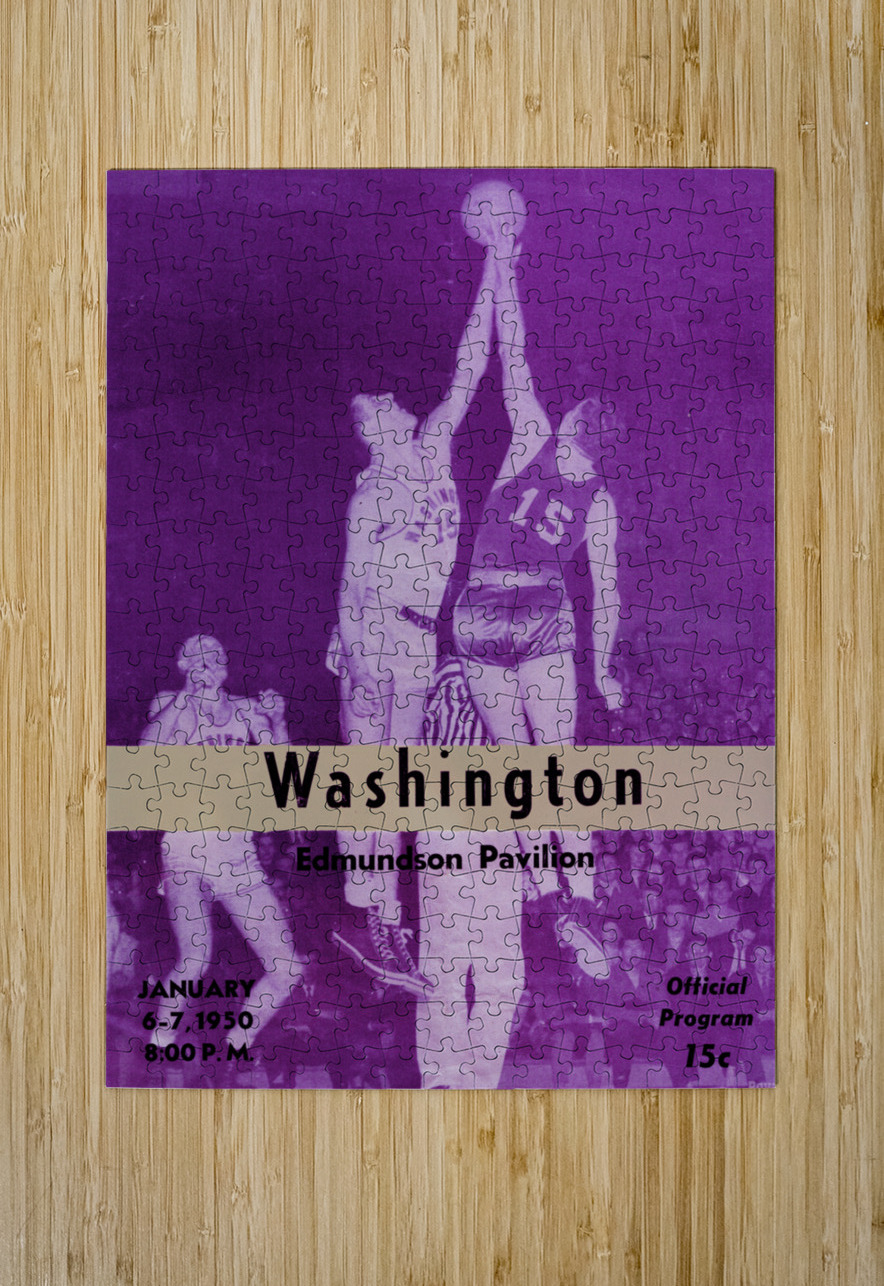 1950 Washington Huskies Basketball Program Art Row One Brand Puzzle printing