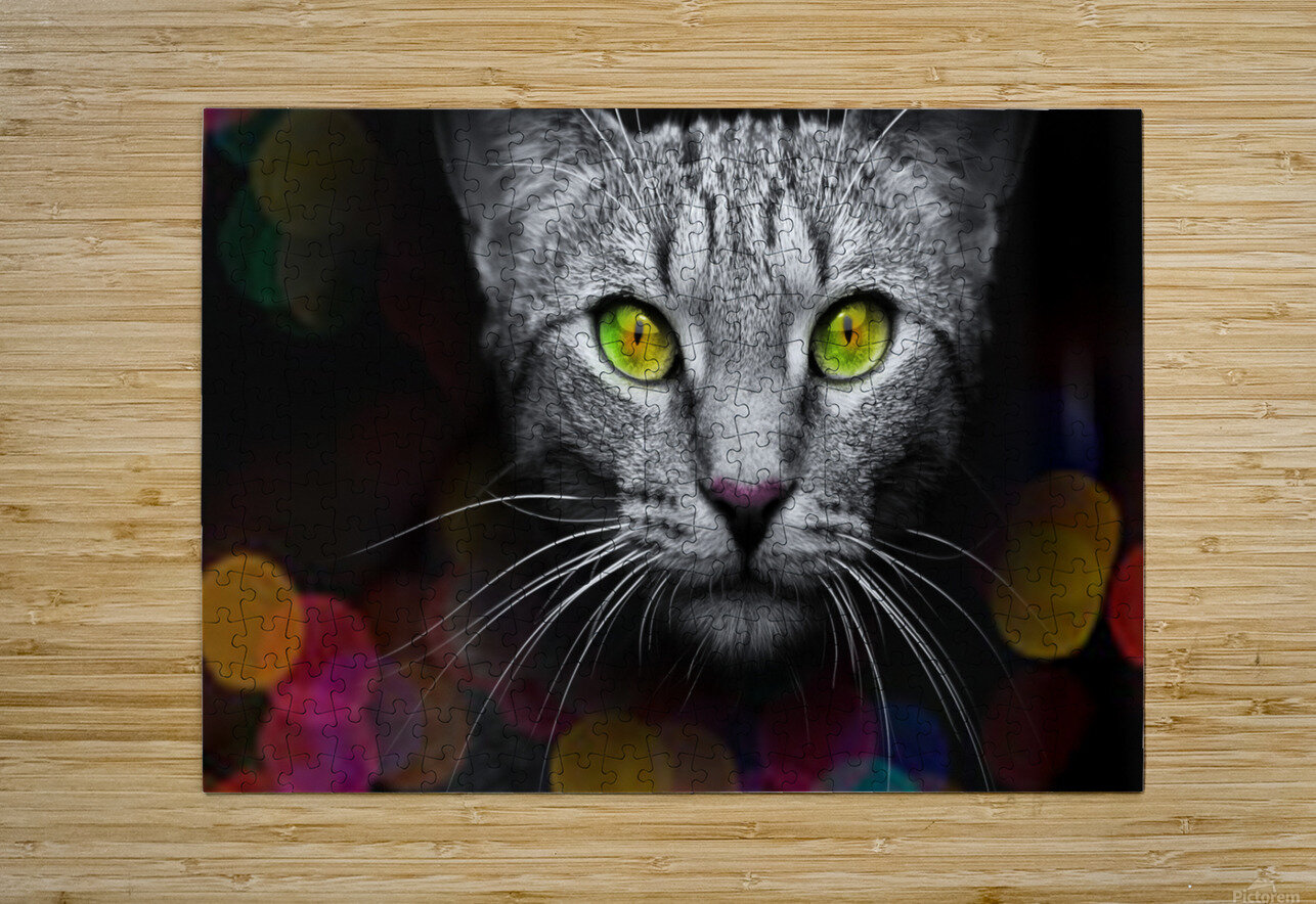cat bokeh  Vibrant Canvases Puzzle printing