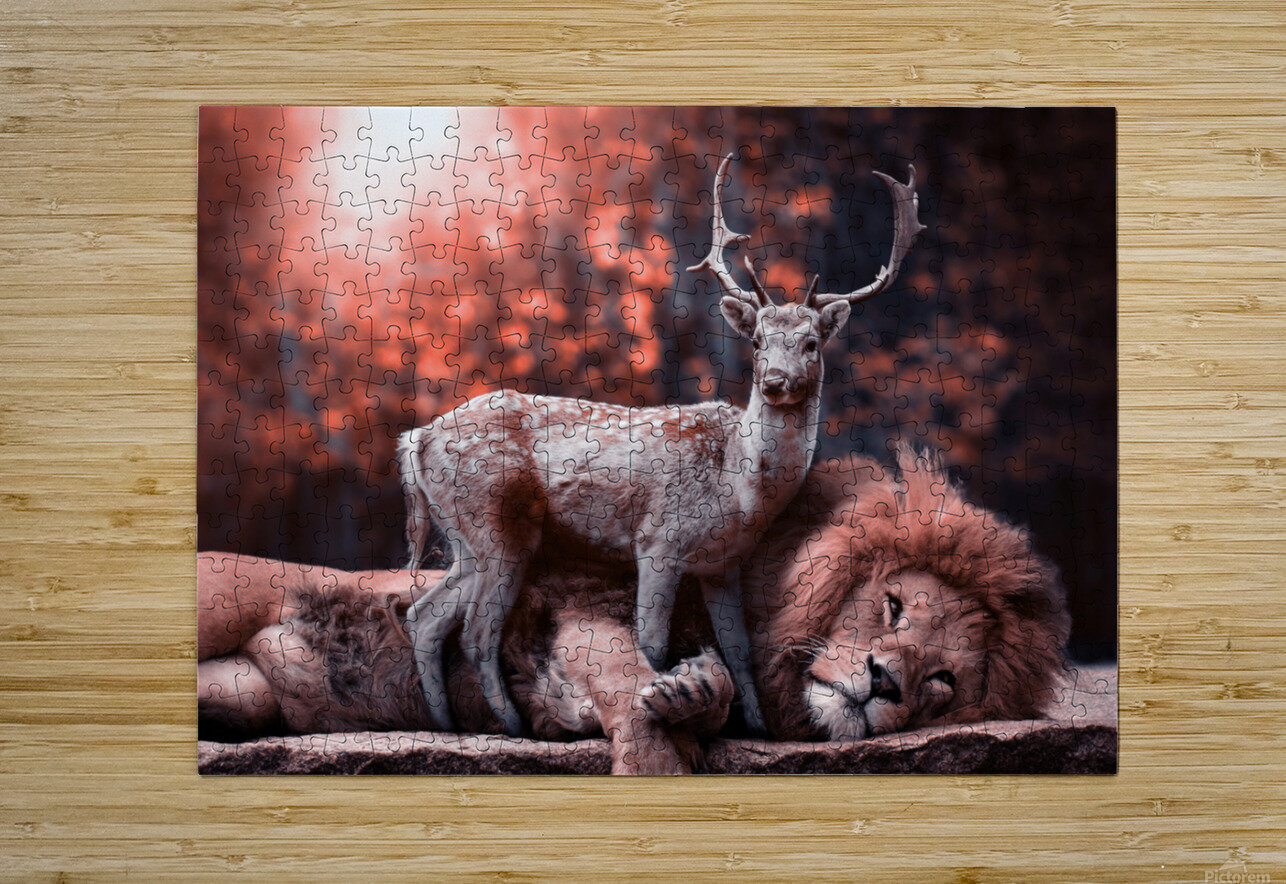 lion and deer Vibrant Canvases Puzzle printing