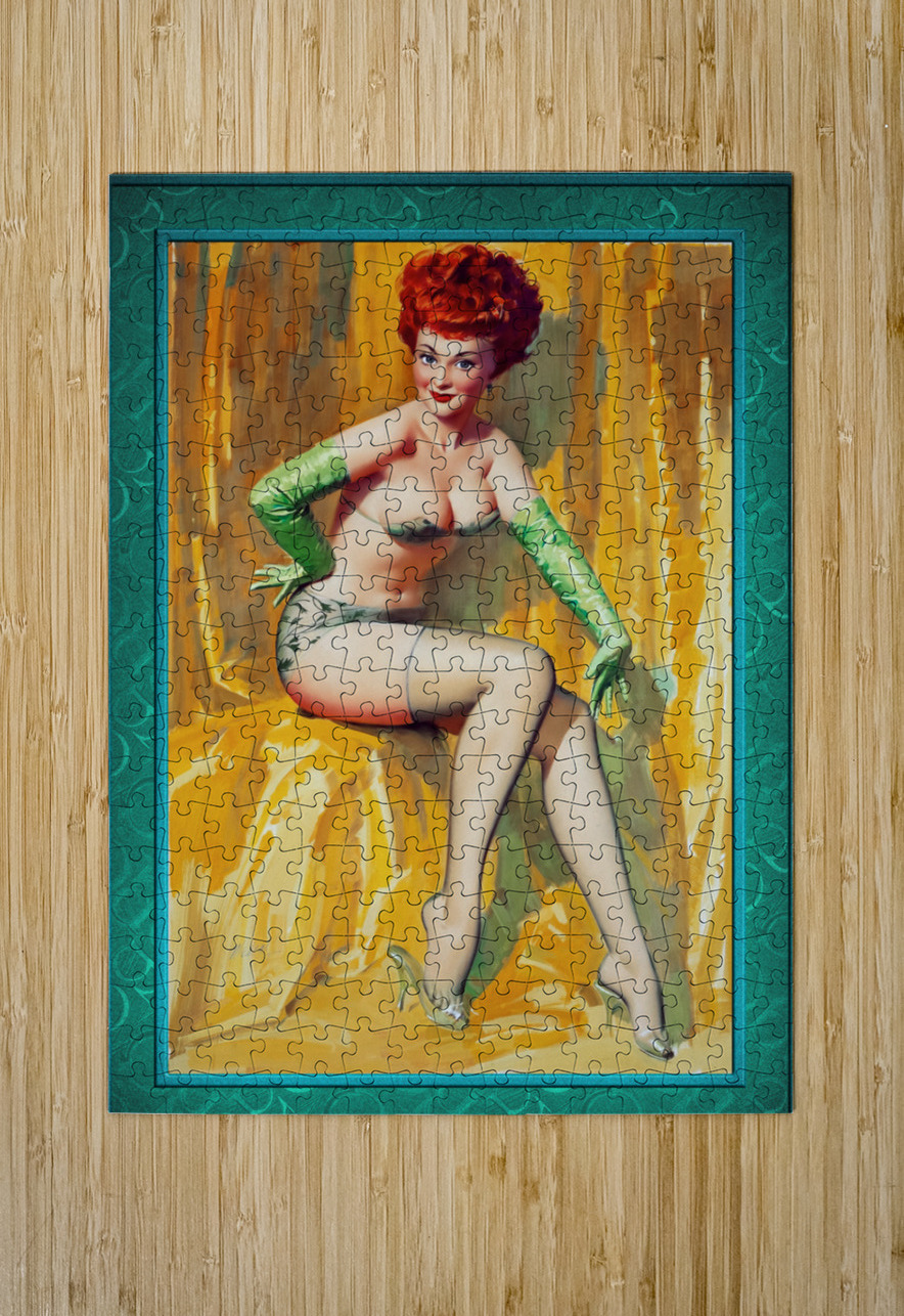 Redhead In A Green Bikini by Bill Medcalf Remastered Vintage Retro Xzendor7 Art Reproductions xzendor7 Impression de puzzle