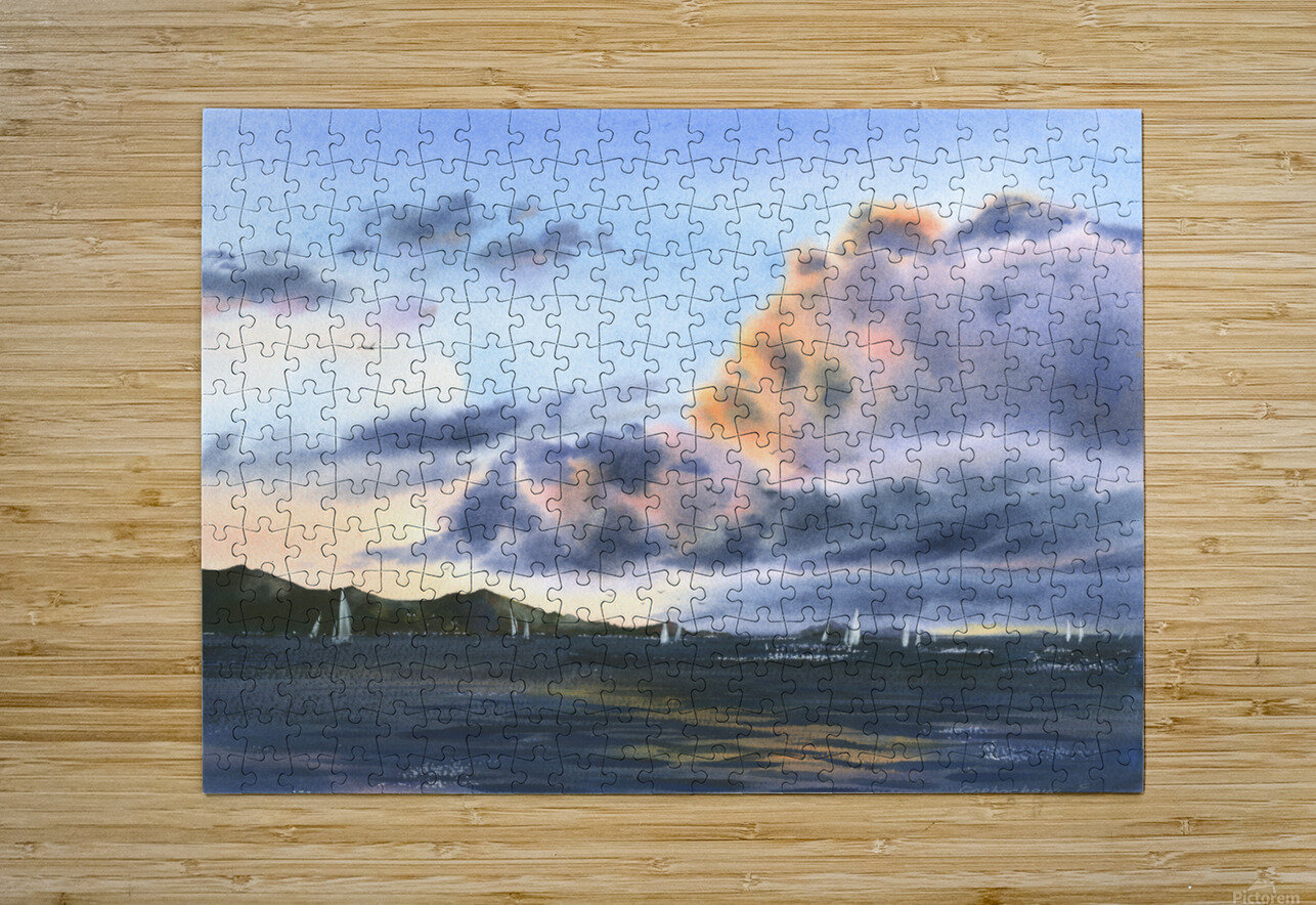 Sea and pink clouds Eugenia Gorbacheva Puzzle printing