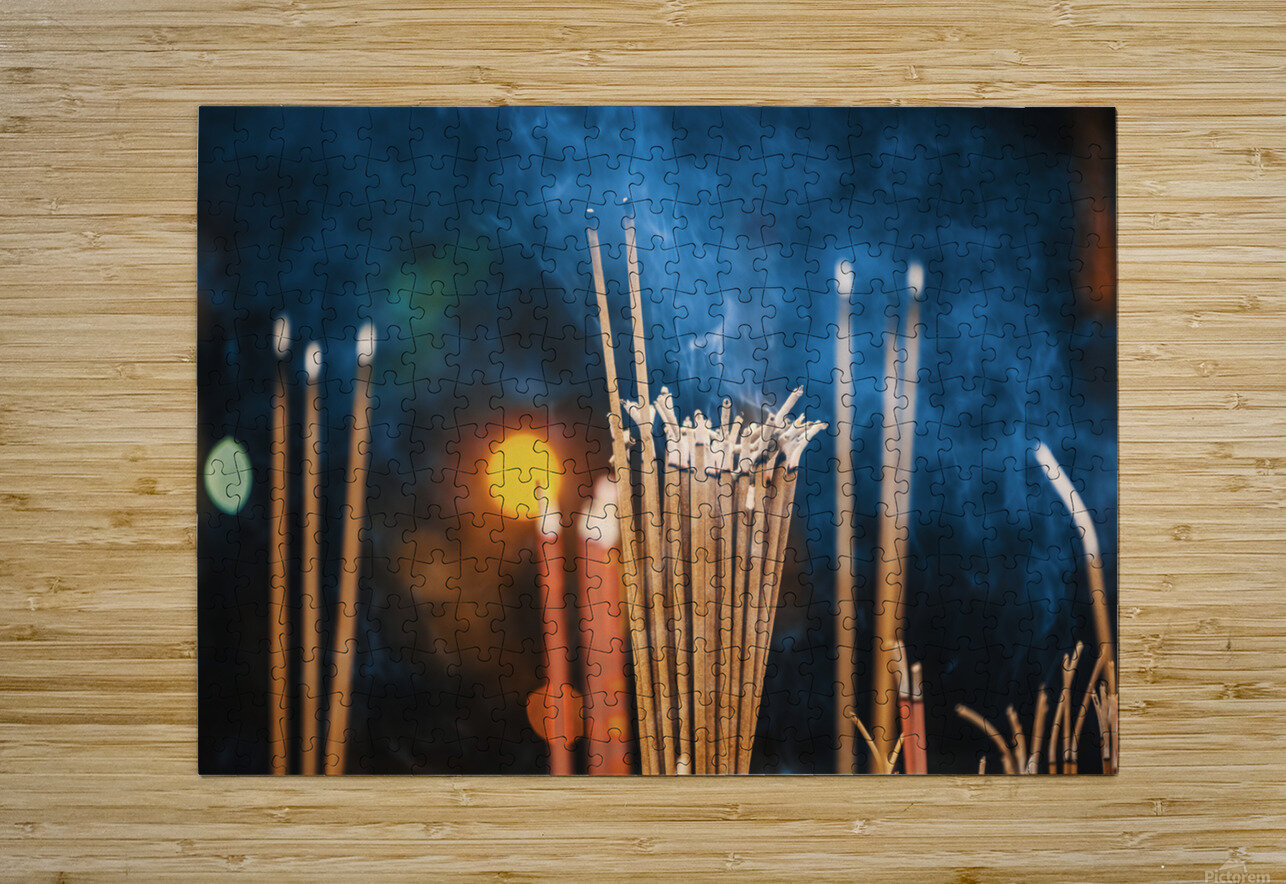 Incense sticks burning with smoke Philippe Lejeanvre Puzzle printing