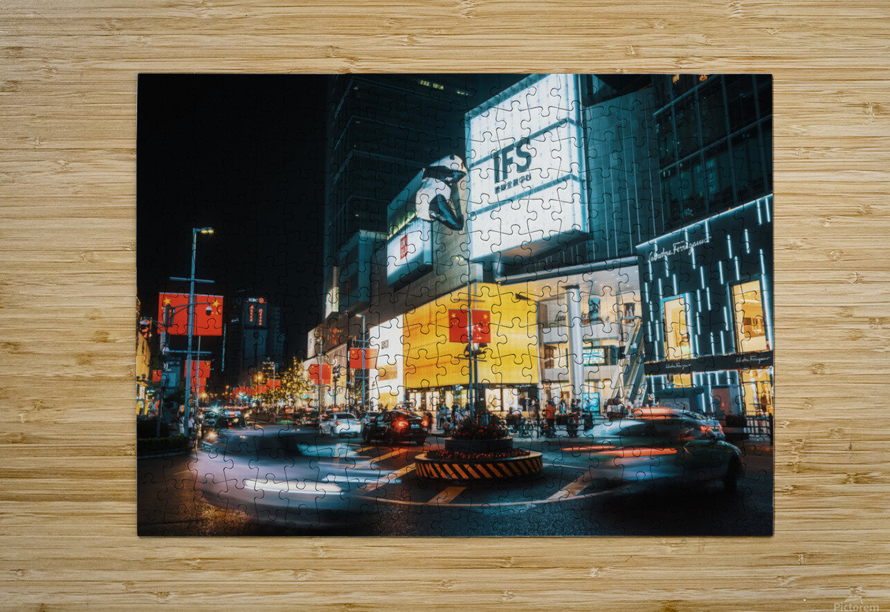Downtown Chengdu illuminated at night Philippe Lejeanvre Puzzle printing