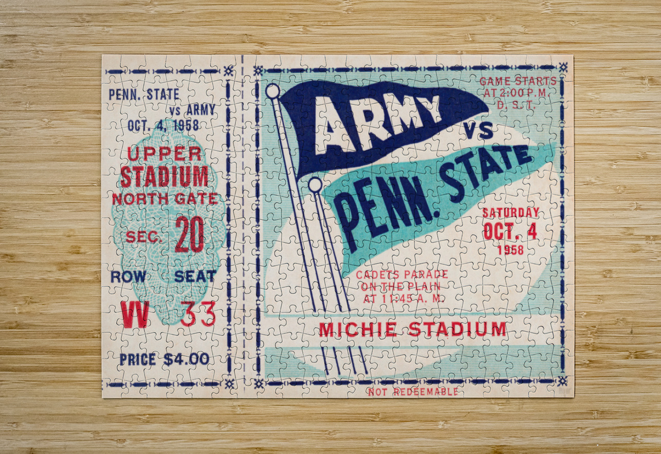 1958 Army vs. Penn State Football Ticket Art Row One Brand Puzzle printing
