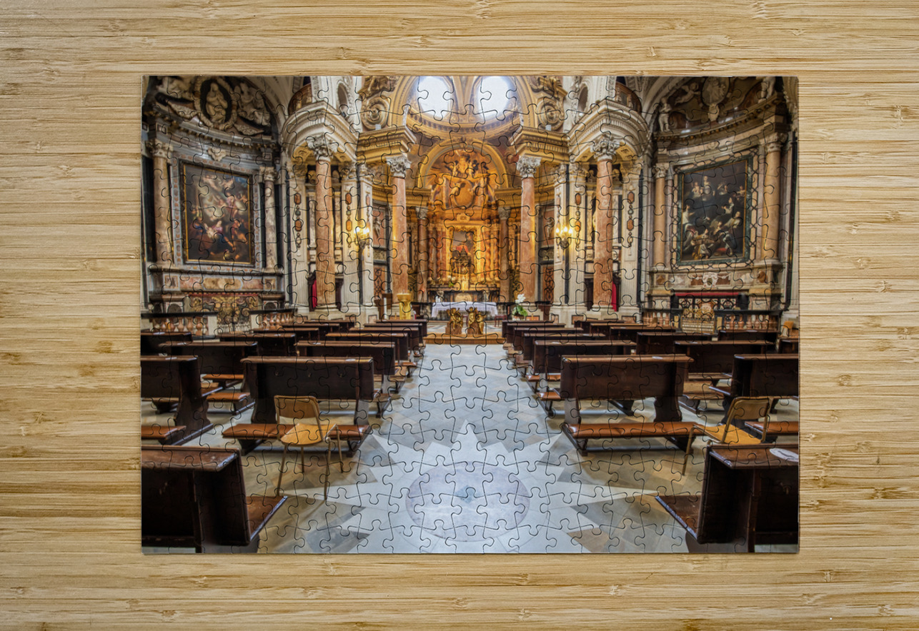 Antique baroque interior with vintage decoration. Royal Church o Paolo Modena Puzzle printing