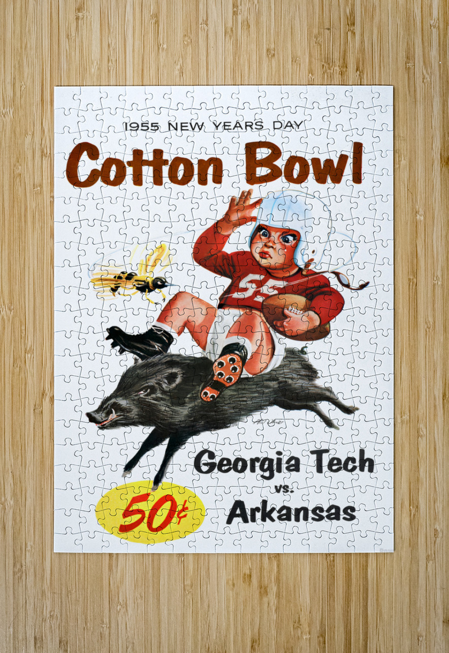 1955 Cotton Bowl Georgia Tech vs. Arkansas Row One Brand Puzzle printing