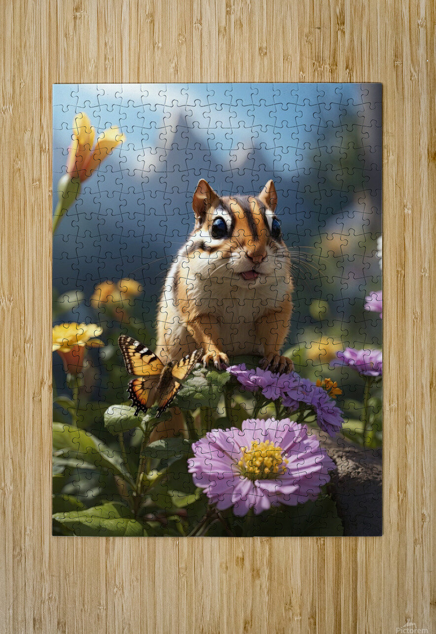 Chipmunk Encounter with a Butterfly Environment Canvas Collection Puzzle printing