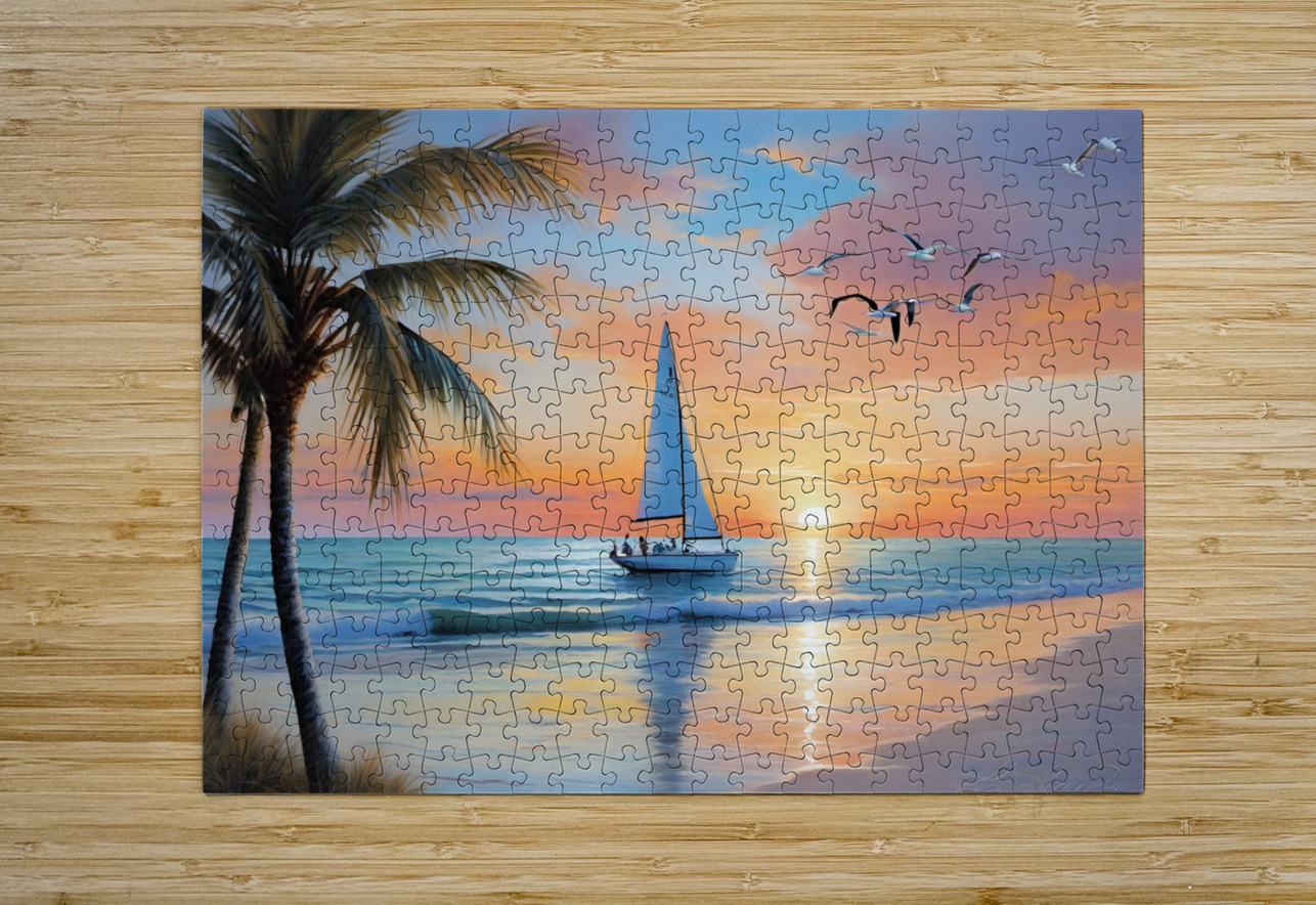 Sailboat At Sunset Magikheart Puzzle printing