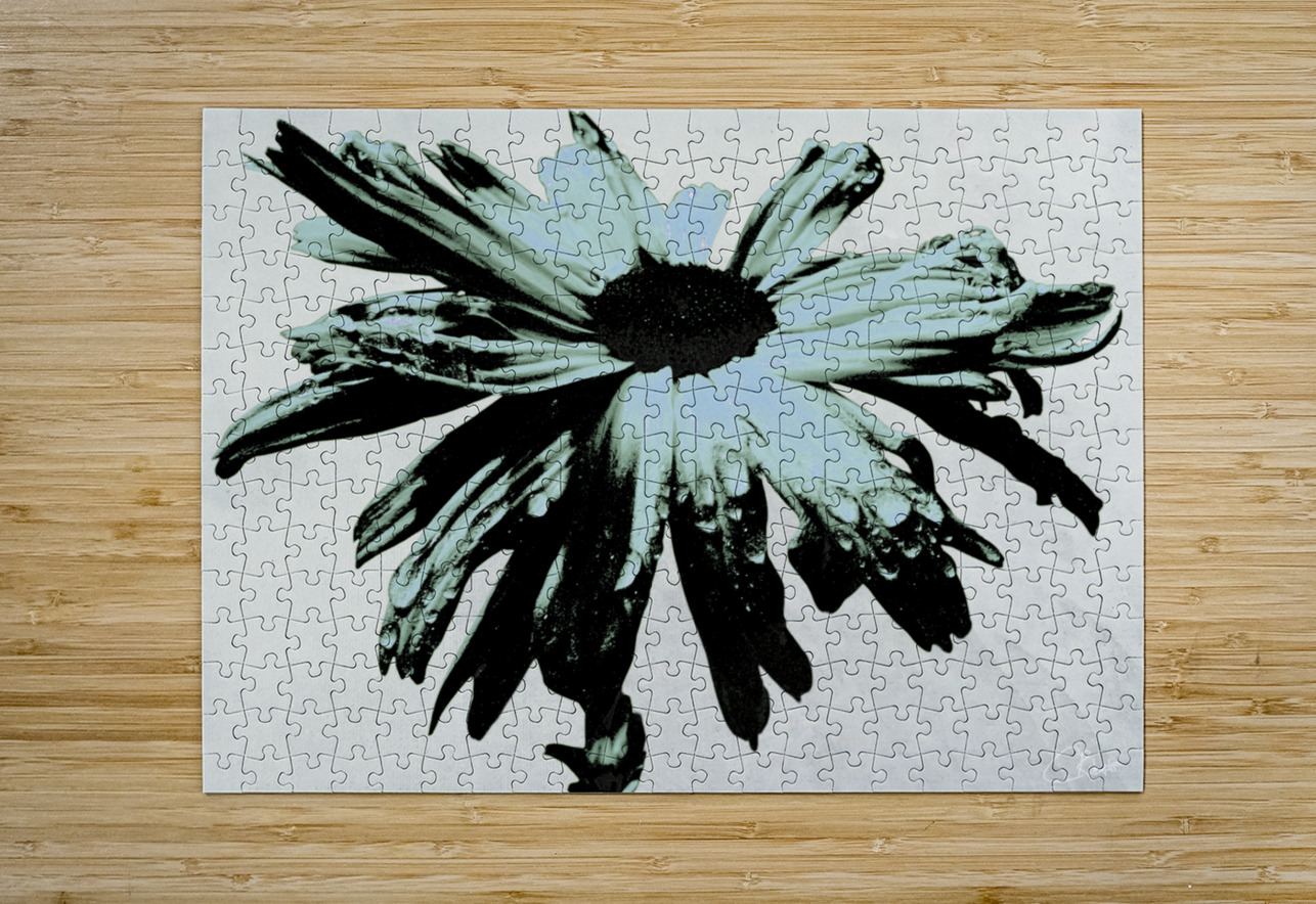 Dark Lime Daisy Flower on an Abstract Pale Background Catriona Roberts Nature Photography and Designs Puzzle printing