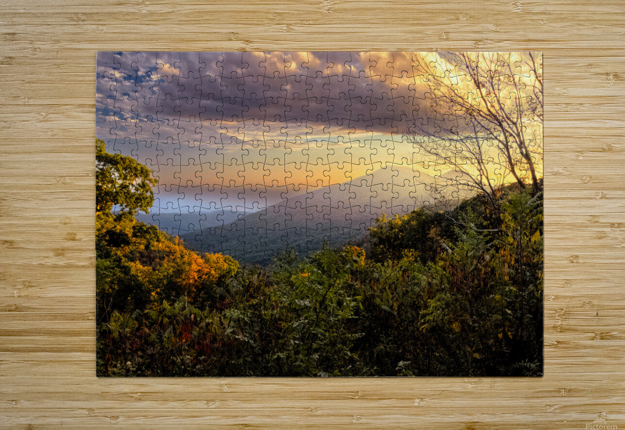 Virginia Blue Ridge Parkway Sunset Fog Norma Brandsberg Photography Puzzle printing