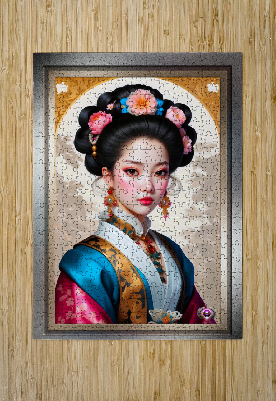 Portrait Of An Elegant Japanese Young Lady Gorgeous AI Concept Art by Xzendor7 xzendor7 Puzzle printing