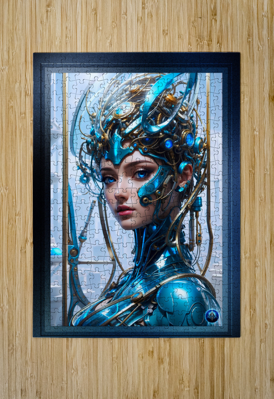 Stunning Cyborg Sci-Fi Portrait Of A Lady AI Concept Art by Xzendor7 xzendor7 Puzzle printing