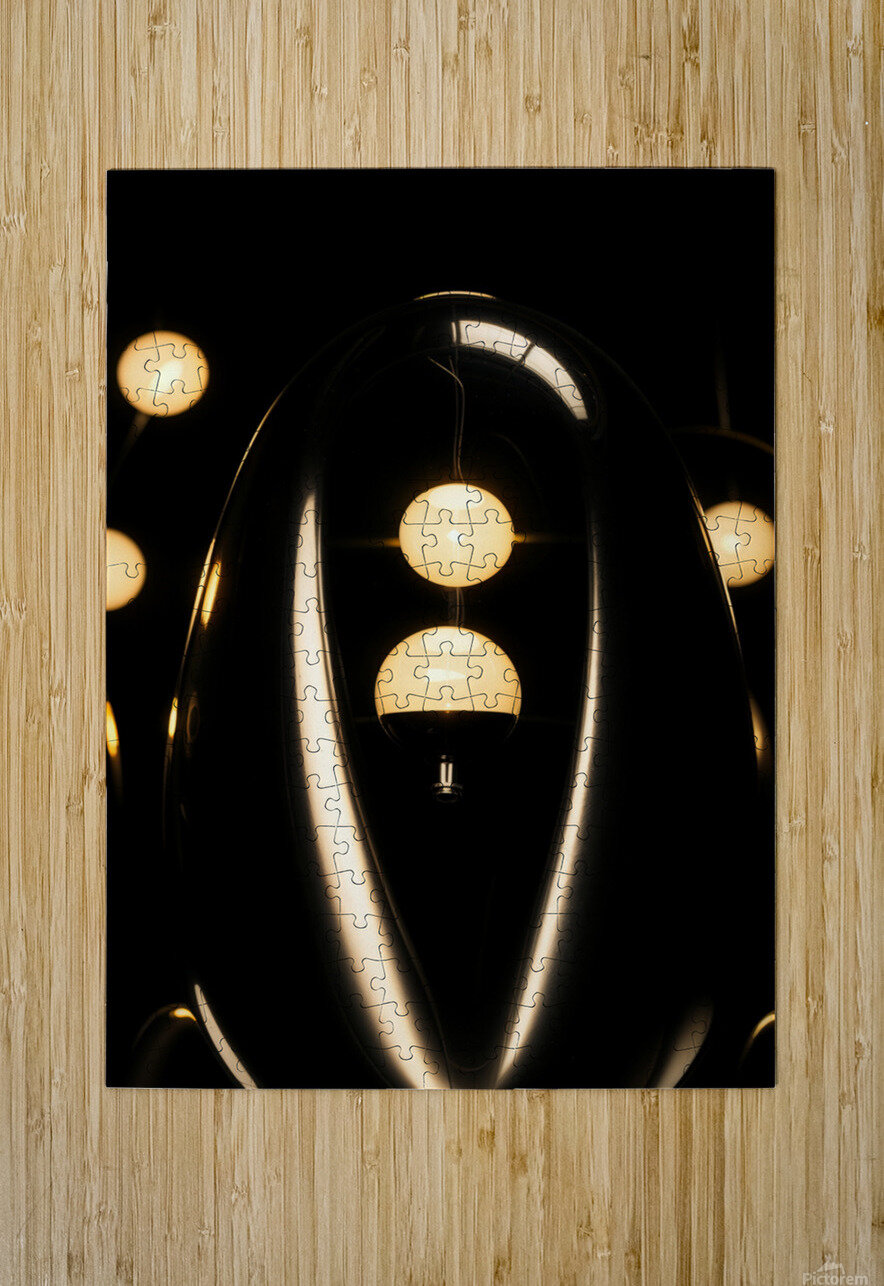 Abstract dark metallic decoration with yellow lamp Philippe Lejeanvre Puzzle printing