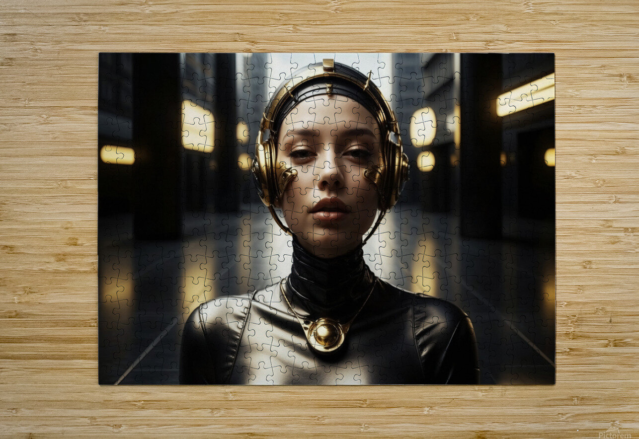 Ai portrait of a young woman in a futuristic world Philippe Lejeanvre Puzzle printing