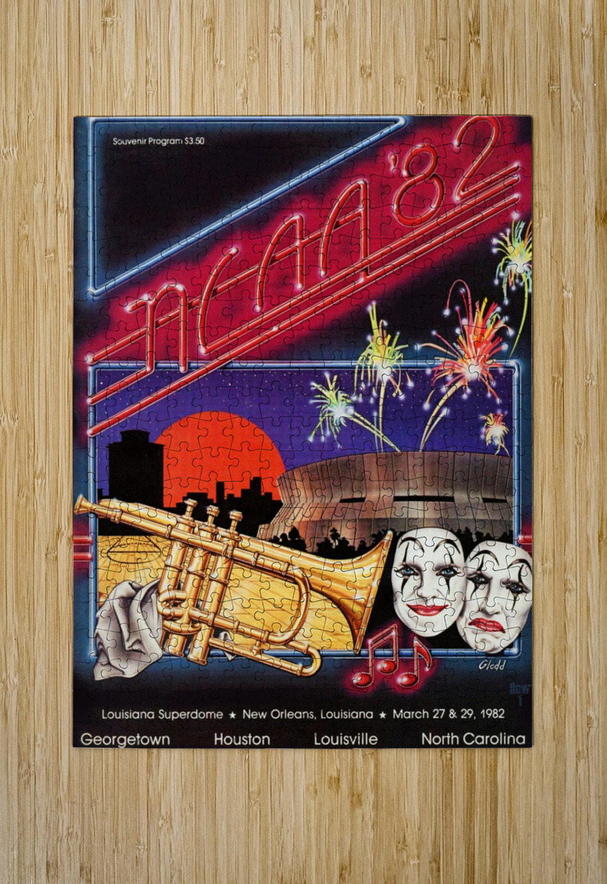 1982 NCAA Basketball Finals Program Cover Art Row One Brand Puzzle printing