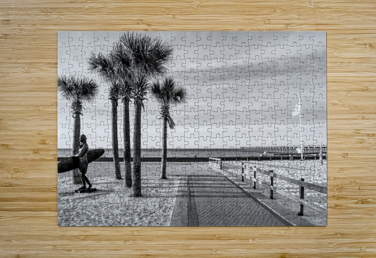 Paved Walkway To Pensacola Beach Grayscale Jennifer White Puzzle printing