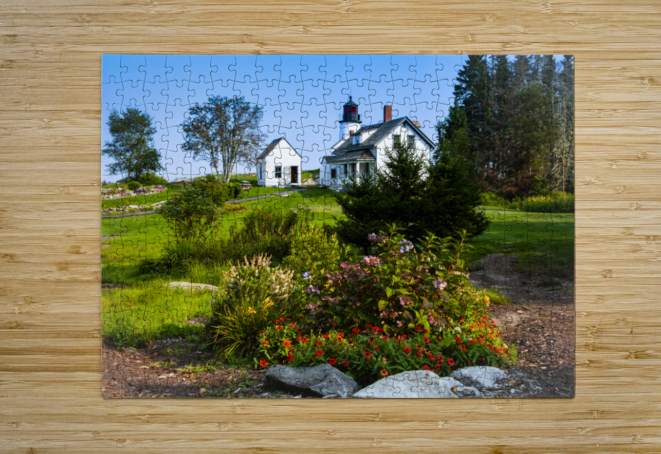 Wildflowers Garden by Burnt Island Lighthouse in Maine Allan Wood Puzzle printing