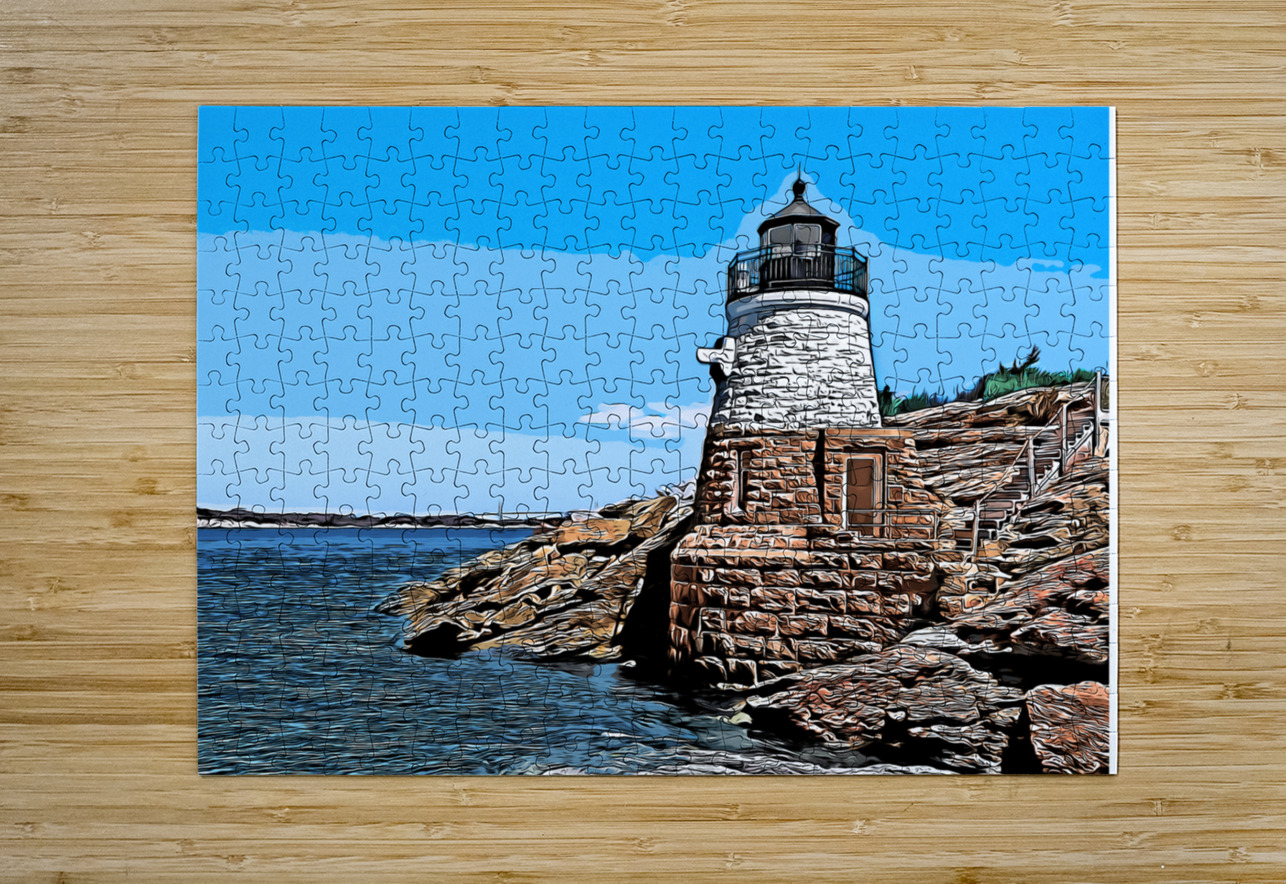Castle Hill Lighthouse in Newport Rhode Island - Illus. Allan Wood Puzzle printing