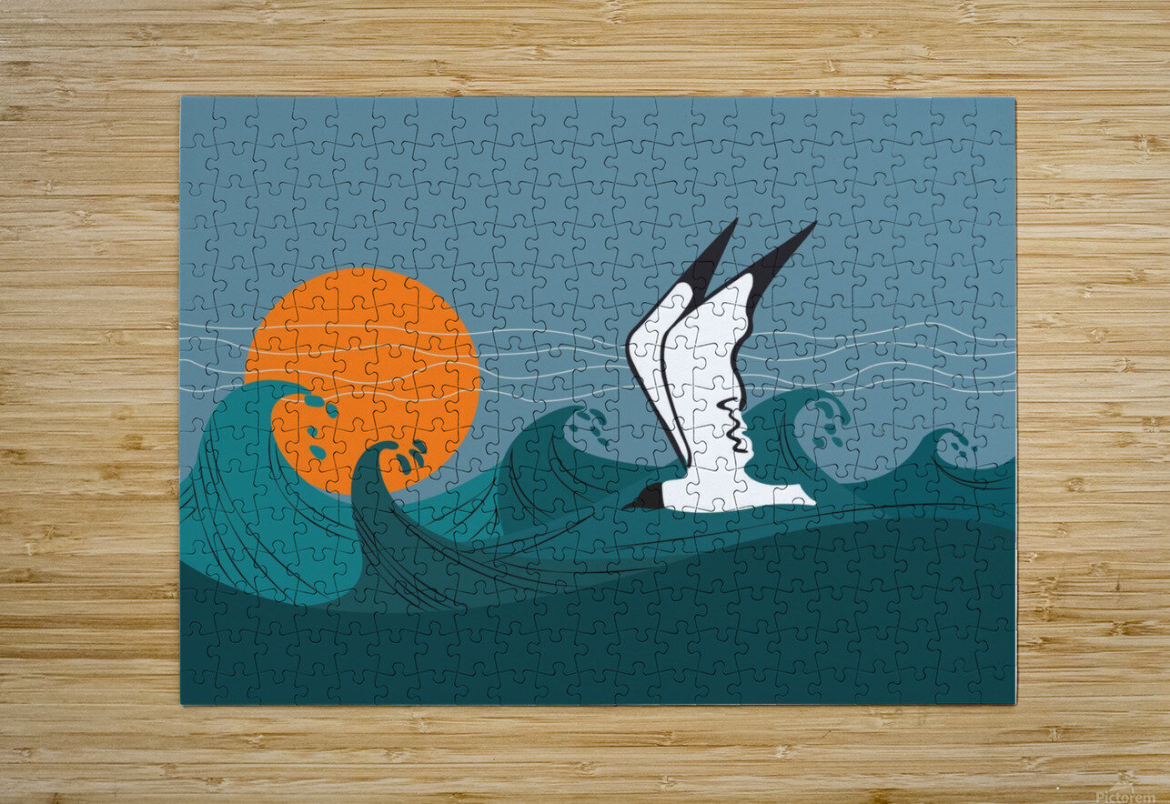 seagull sea storm waves Ravendr4 Puzzle printing