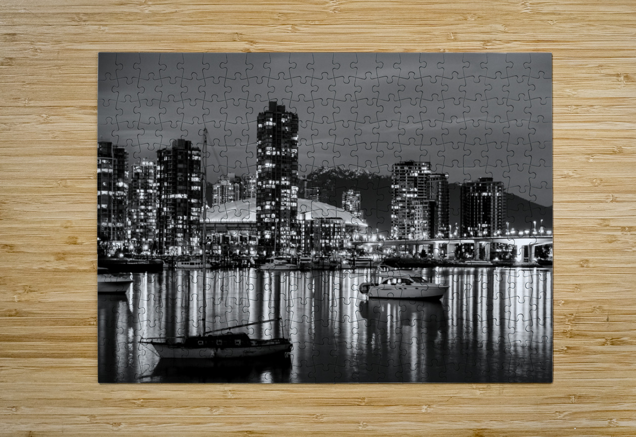 vancouver skyline toward yaletown  horizontal 329 Black And White Puzzle printing