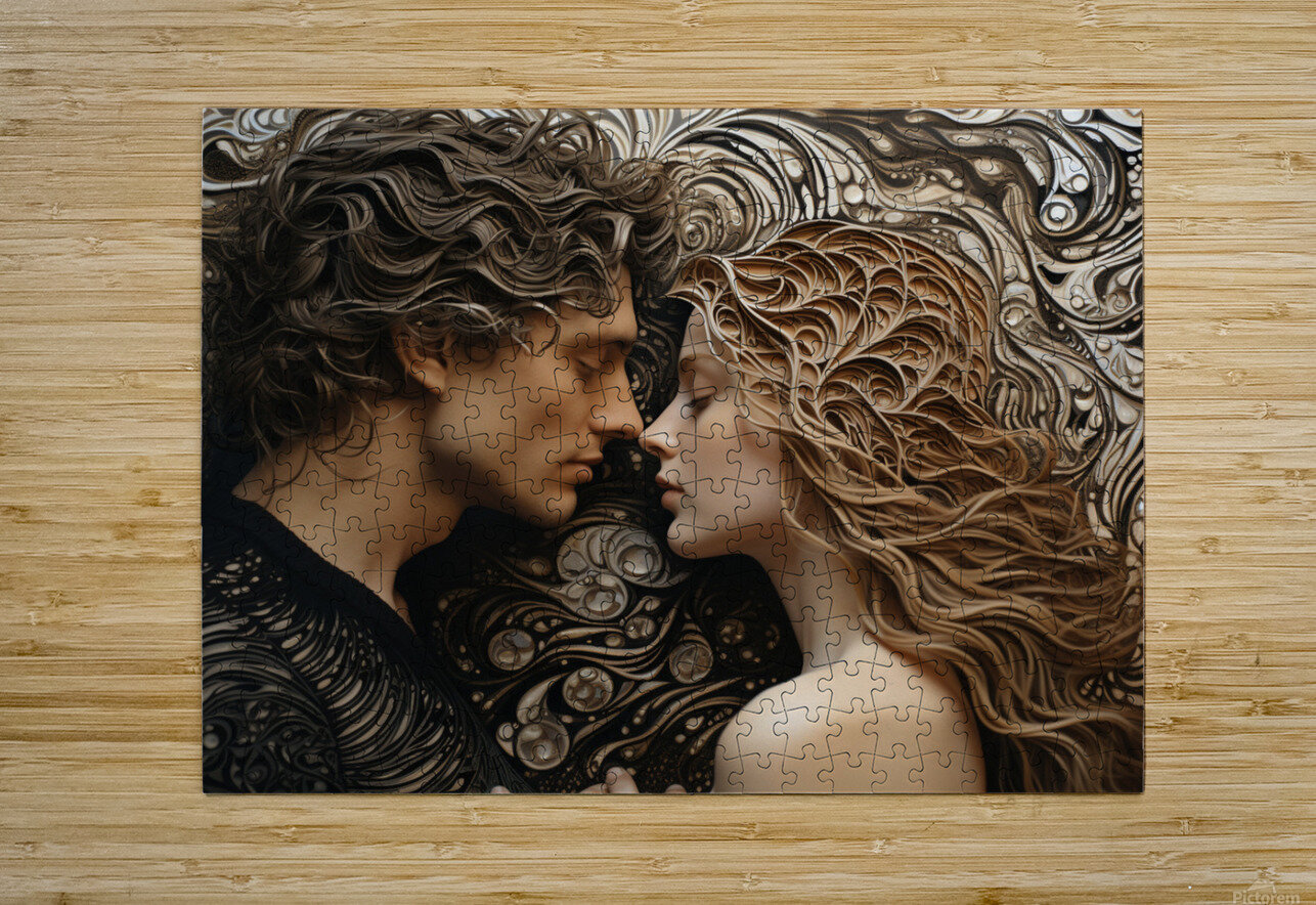 pharcry. a man and woman kiss each other while lo 1707829186.9767 Jennifer Crawford Puzzle printing