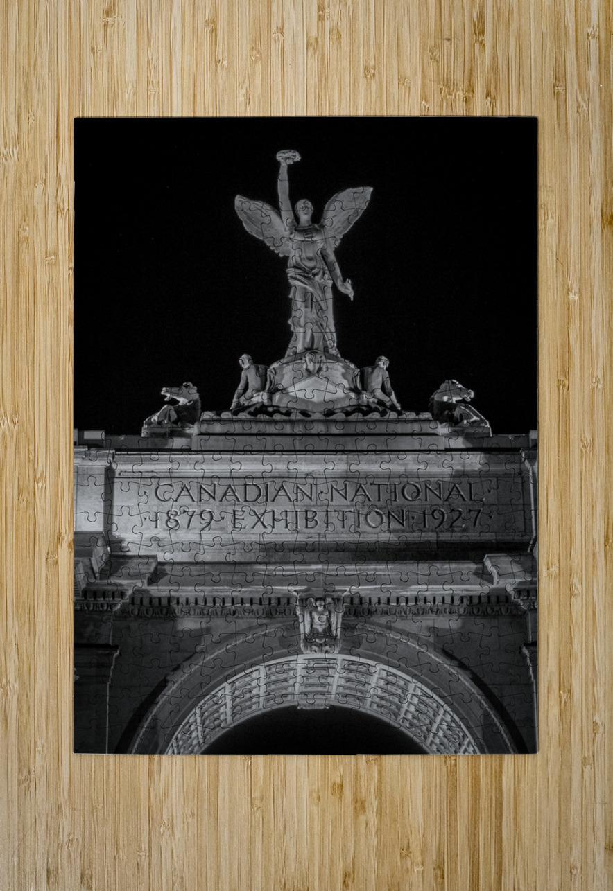 canadian national exhibition at night  vertical 4 Black And White Puzzle printing