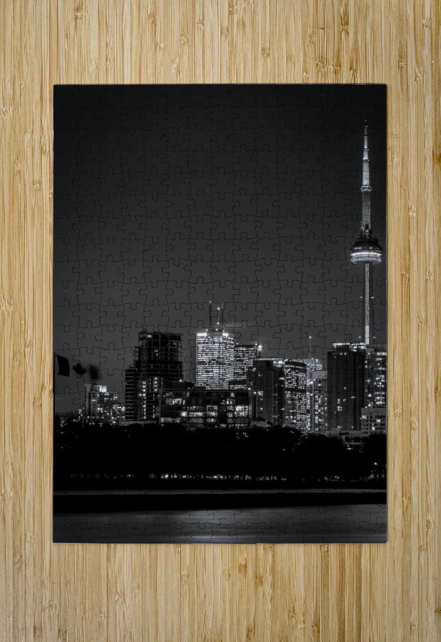 toronto skyline at night  vertical 417 Maple 13k. Black And White Puzzle printing