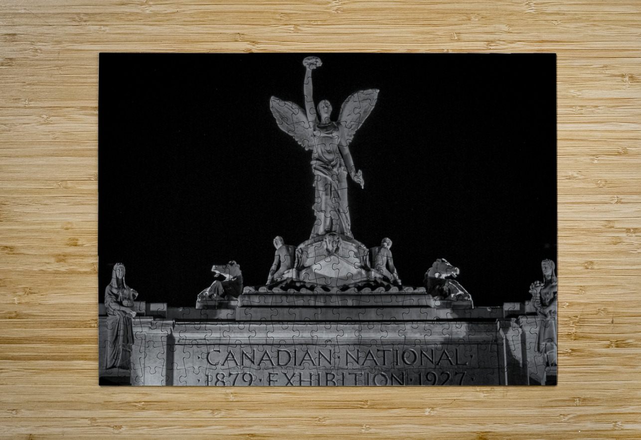 canadian national exhibition at night  horizontal Black And White Puzzle printing