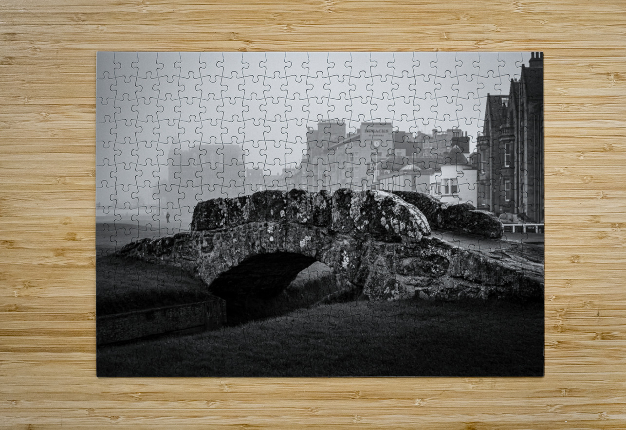 swilcan bridge old course st andrews  horizontal Black And White Puzzle printing