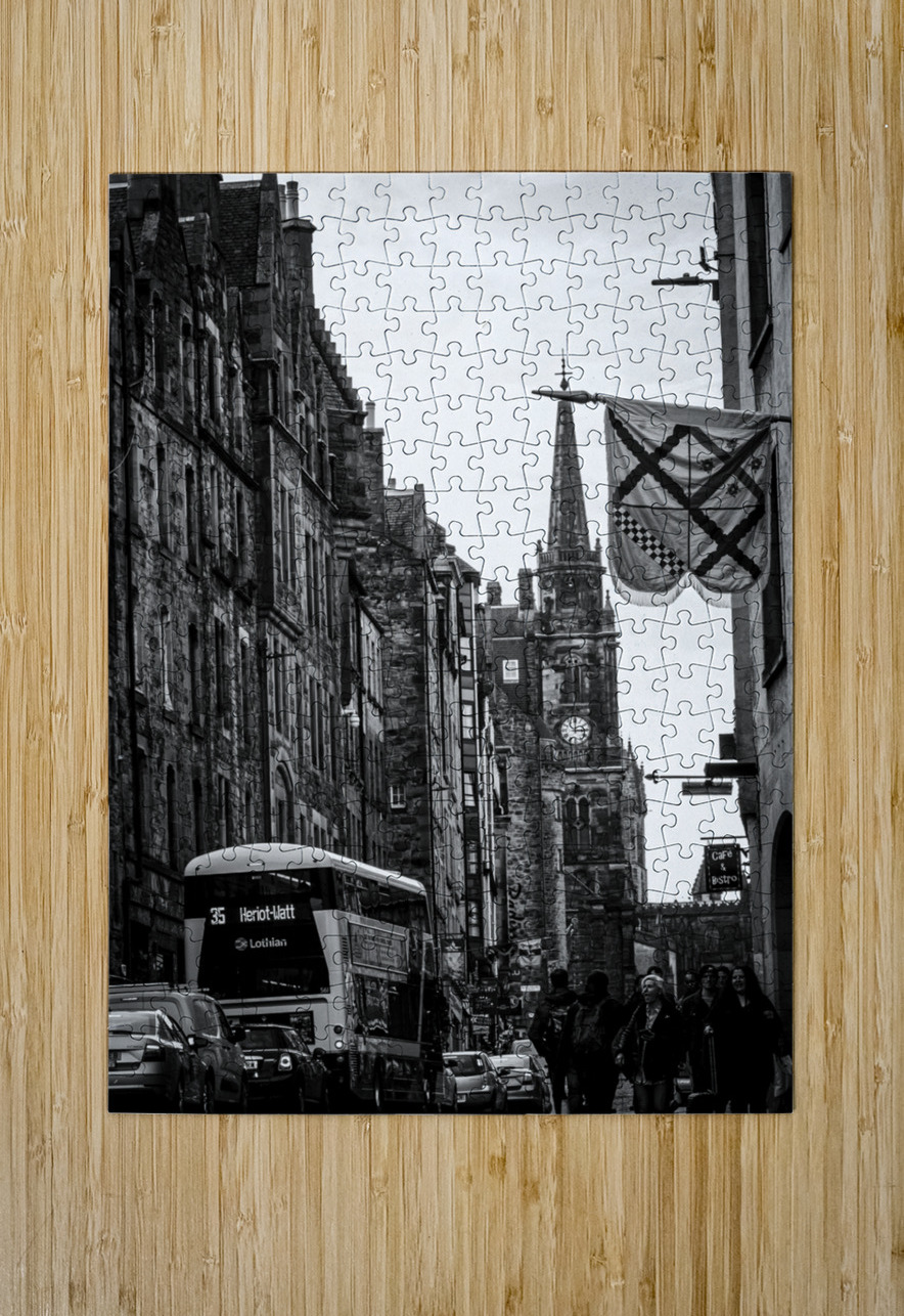 the royal mile old town edinburgh  vertical 4665 Black And White Puzzle printing