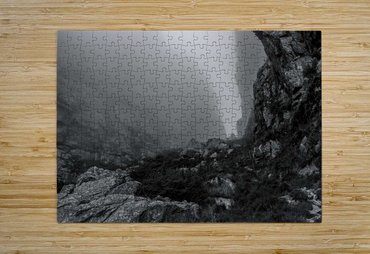 foggy platte klip gorge trail table mountain  hor Black And White Puzzle printing