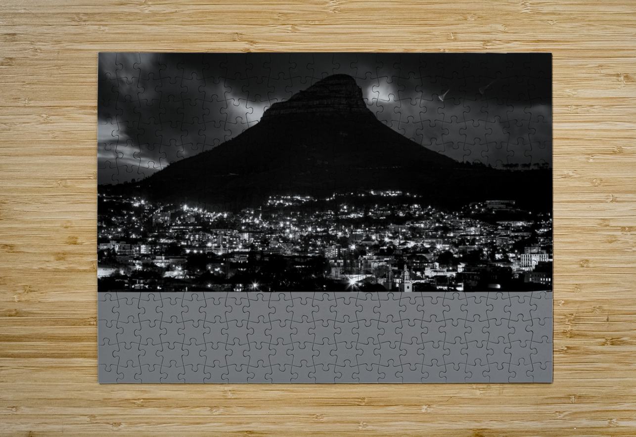 gardens district at lions head at night  horizont Black And White Puzzle printing