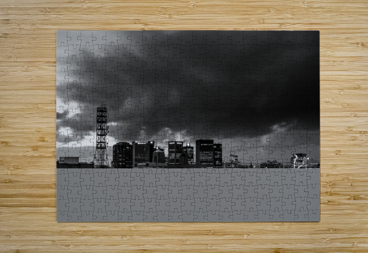 cape town south africa skyline at night  horizont Black And White Puzzle printing