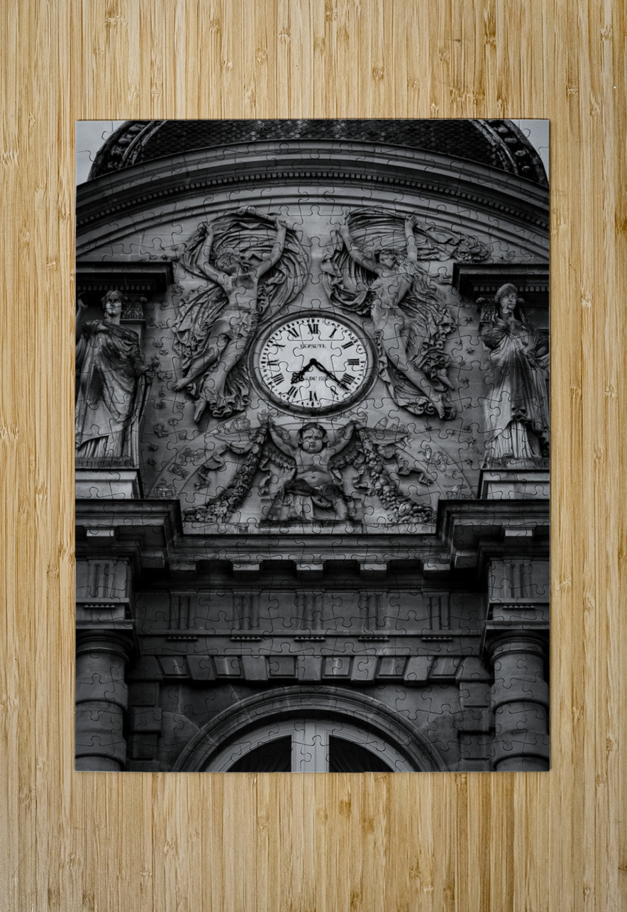 clock atop french senate building  vertical 3460 Black And White Puzzle printing