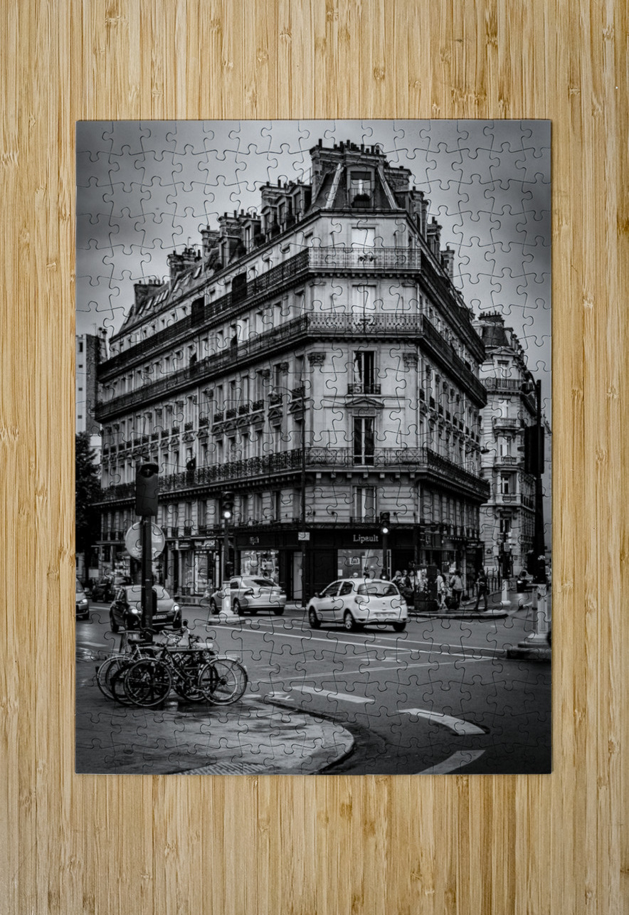 classic paris apartment building  vertical 2451 L Black And White Puzzle printing