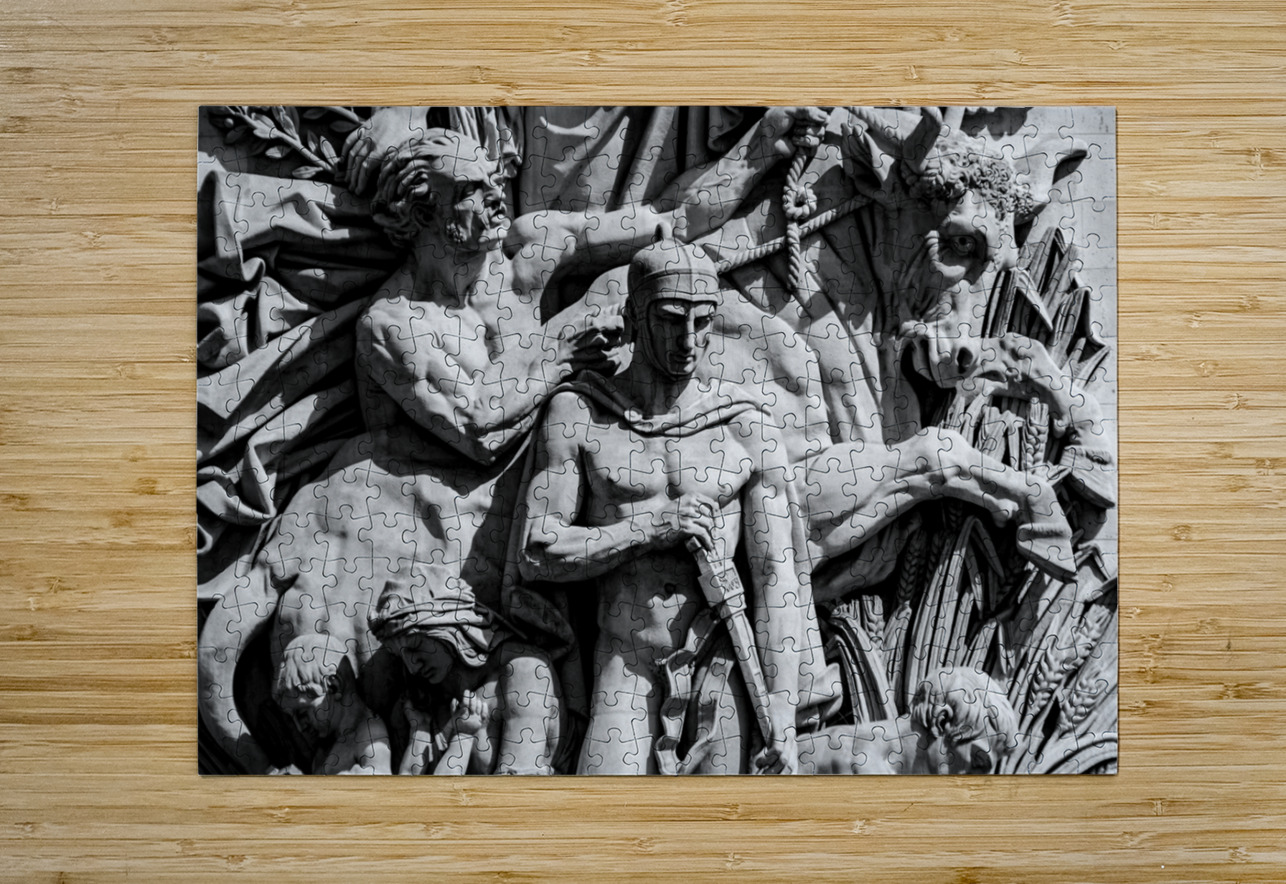 le paix relief on arc de triomphe  horizontal 346 Black And White Puzzle printing