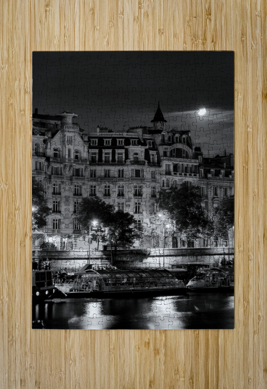 hotel seine at night  vertical 2448 Hotel 13k Black And White Puzzle printing