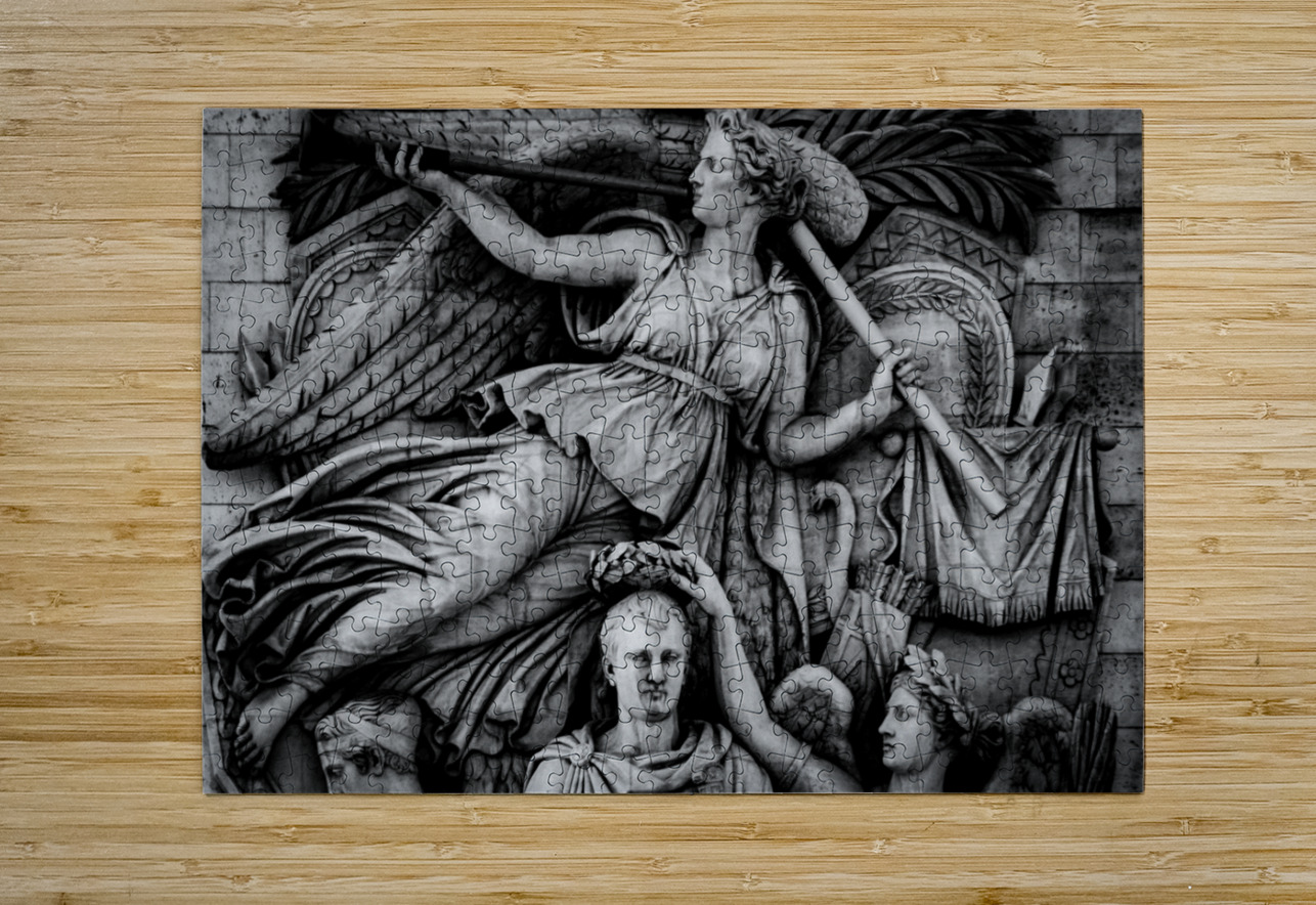 le triomphe relief on arc de triomphe  horizontal Black And White Puzzle printing