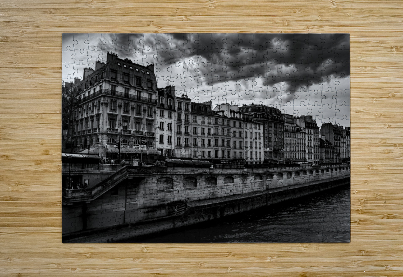 paris apartments along the river seine  horizonta Black And White Puzzle printing